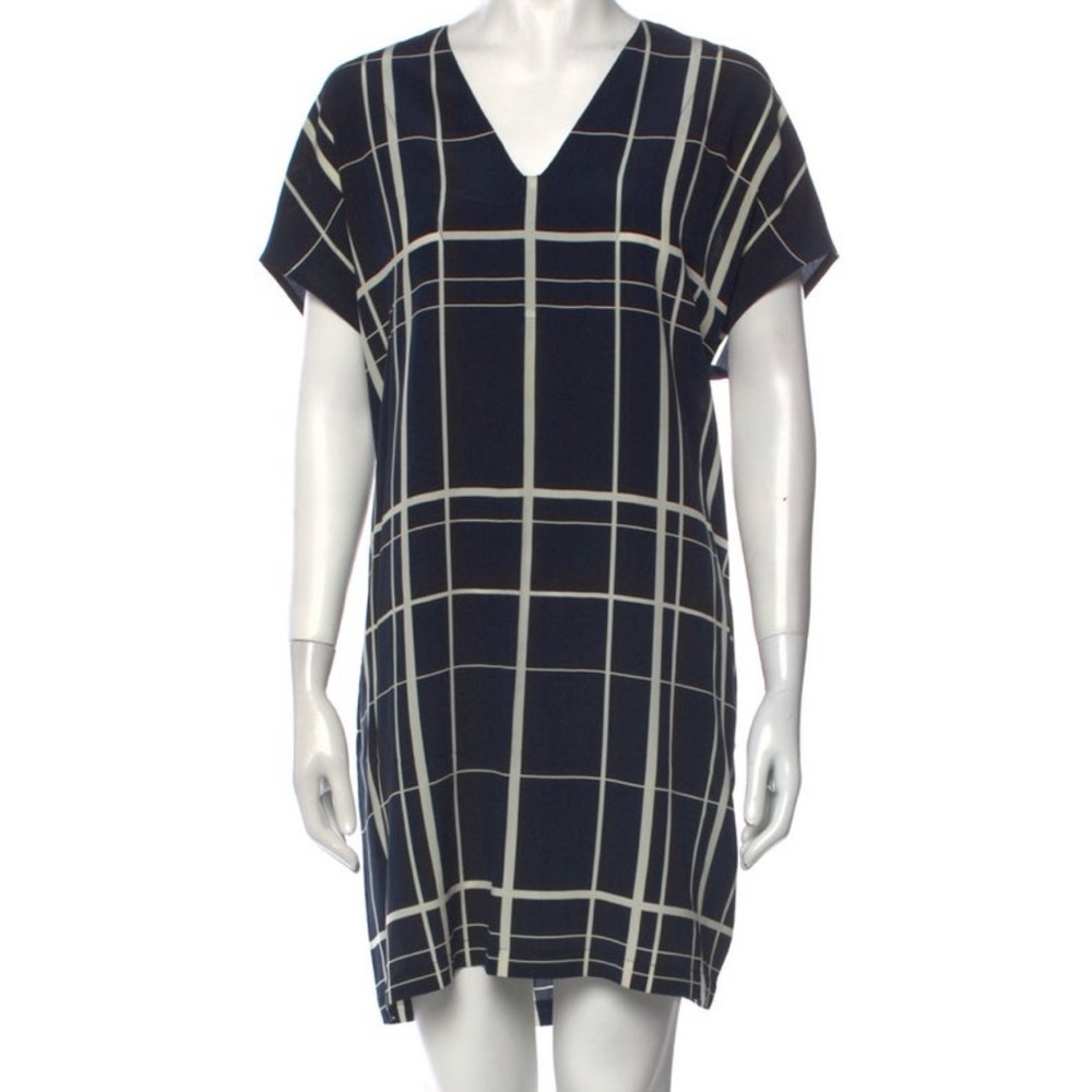 Vince Windowpane Silk Dress